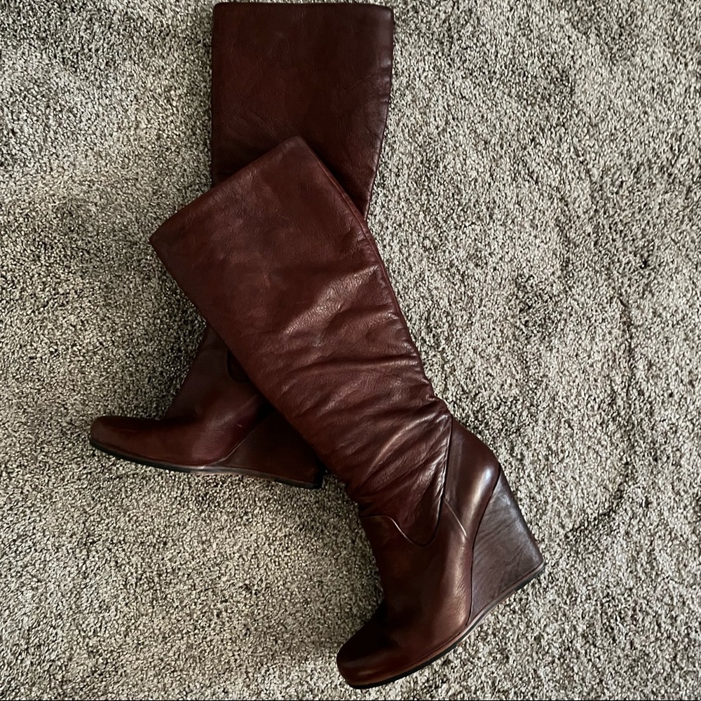 Dolce Vita Torino Wedge Boots 8.5 Brown 100% Leather